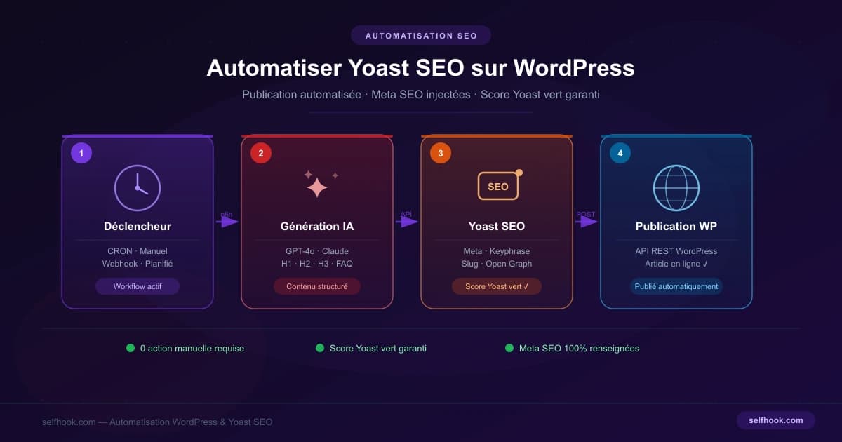 Automatiser Yoast SEO WordPress — workflow d'automatisation