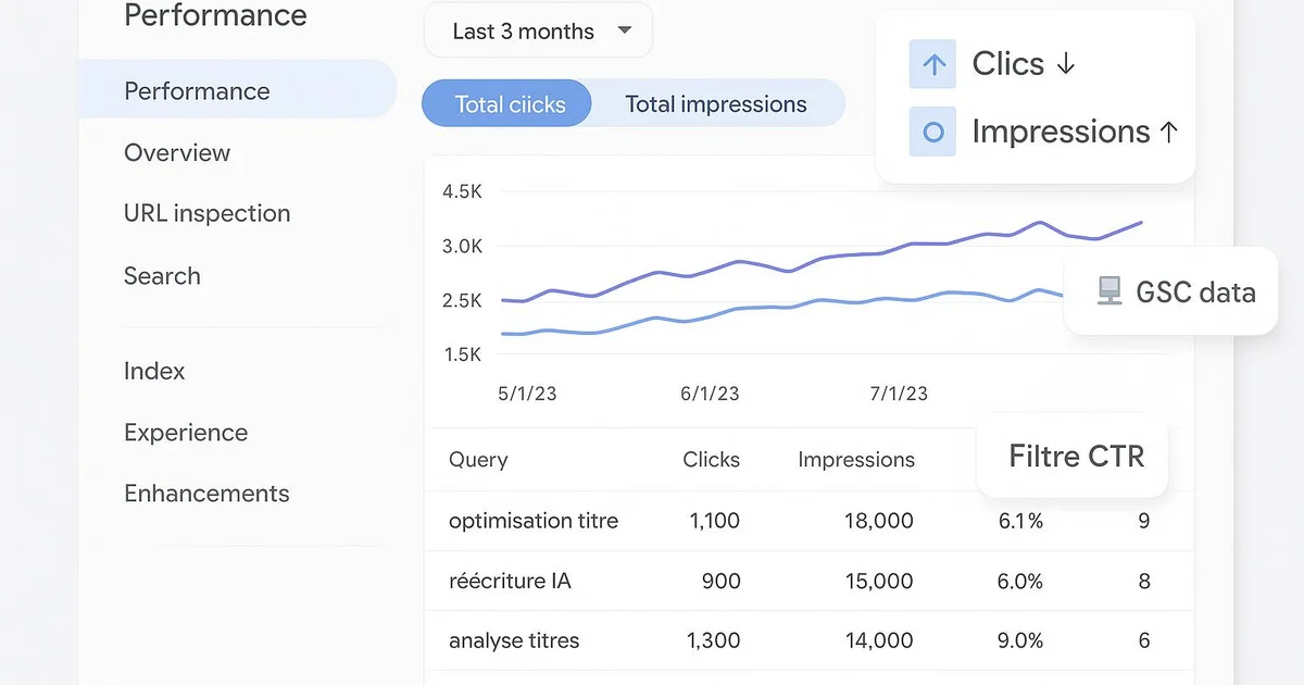 Impressions sans clics Search Console : comprendre et corriger