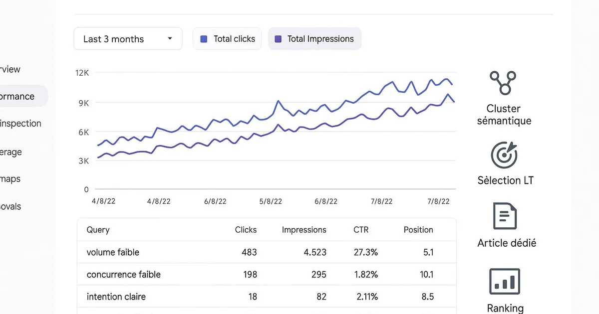 Longue traîne Search Console : trouver et exploiter les requêtes