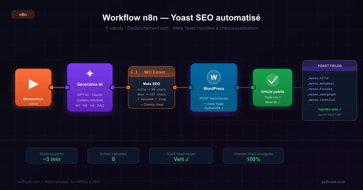 Workflow n8n automatisation Yoast SEO WordPress
