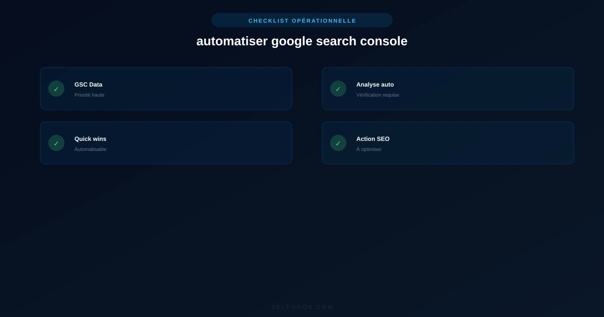 Schéma : Automatiser Google Search Console : guide complet 2026