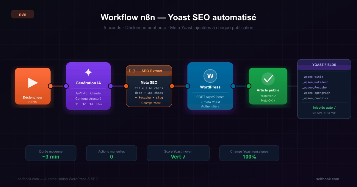 Workflow n8n automatisation Yoast SEO WordPress